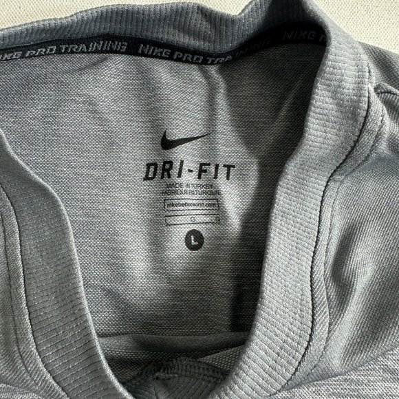 Nike Pro Training T-Shirt Dri-Fit Performance Mens Size Large Gray Active Gym - Picture 5 of 8